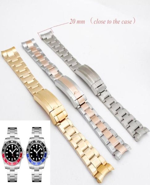 

watch bands applicable bandwidth 20 mm case accessories gmt strap sliding lock buckle solid stainless steel strip3673041, Black;brown