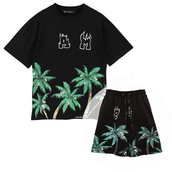 

designer mens women t shirts shorts palms tracksuit summer fashion brand angle leisure loose crew neck cottons print luxurys clothing size, White;black