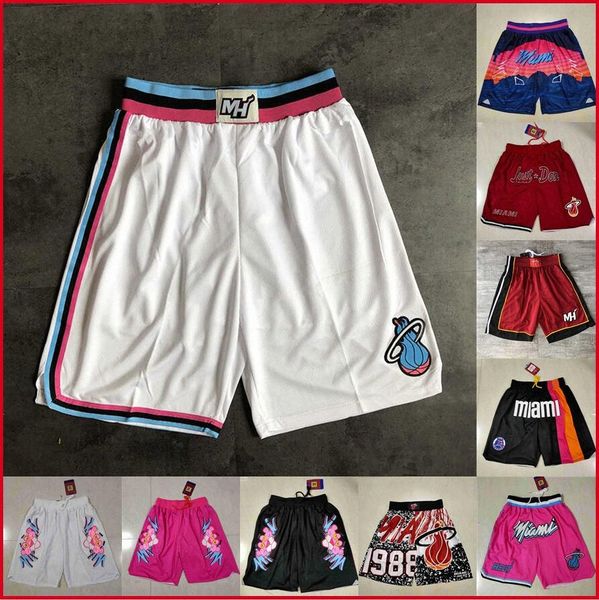 

miami''heat''men throwback basketball shorts pocket pant i15n#, White;black