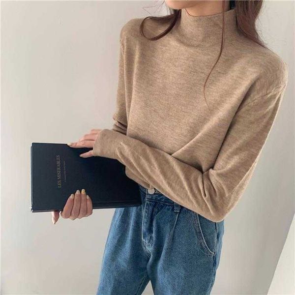 

slim fit half sweaters turtleneck thickened knitting bottoming shirt for women, White;black