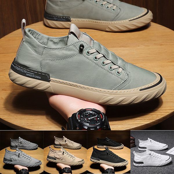 

dress shoes men casual ice silk cloth canvas sneakers in breathable slip on man flat loafers vulcanized trend 230414, Black