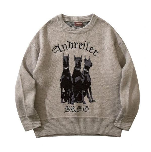 

men vintage sweater streetwear hip hop vintage knitted sweaters autumn fashion retro casual