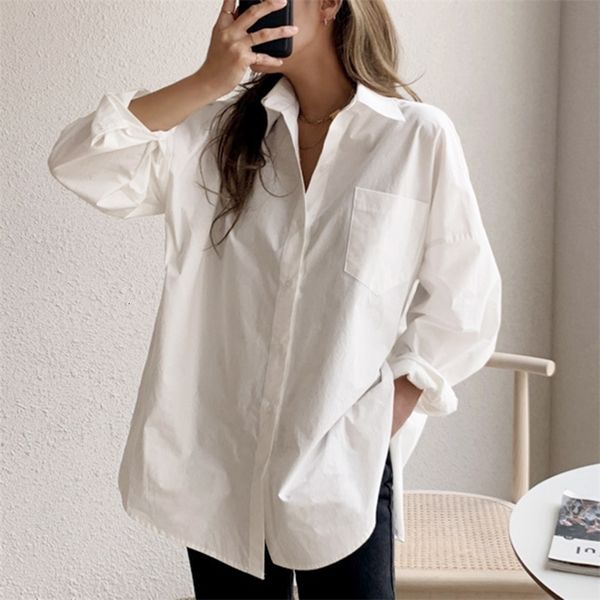 

women's blouses shirts spring long sleeve cotton white blouse women plus size loose women shirt blouse casual office lady button shirt