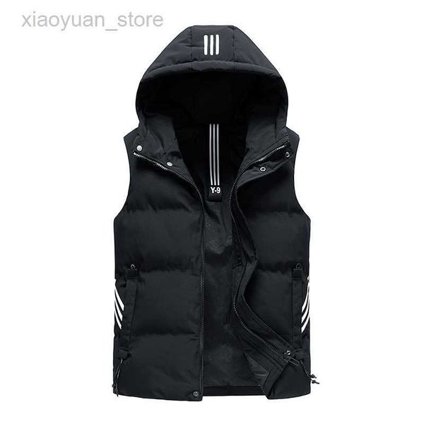 

men's jackets hooded winter men solid striped padded vest windproof warm sleeveless jacket homme casual waistcoat thicken parkas male, Black;brown