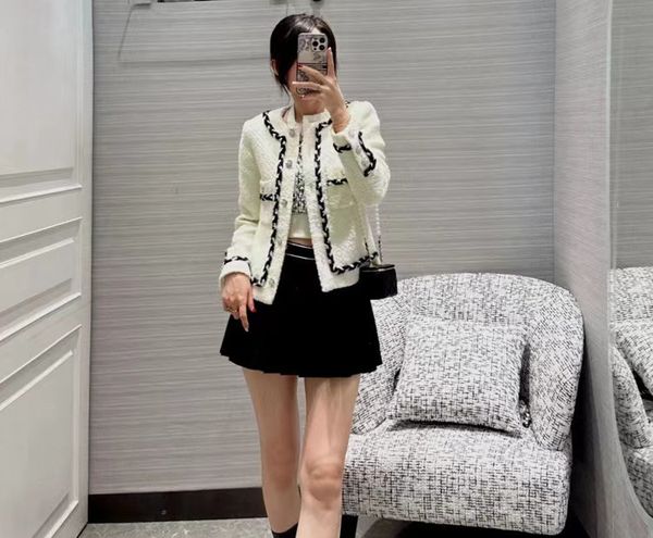 

chan home new 2023 spring women's brand jacket fashion gorgeous grade autumn winter chains logo tweed coat leisure coats cardigan birth, Black;brown