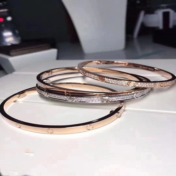 

luxury r bracelet bracelets gold bracelet cuffs tennis love bracelets jewelry woman classic thin design diamond wedding engagement wedding d, White