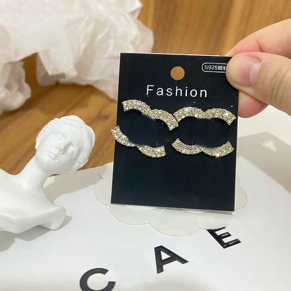 

Designer Earrings Ear Stud Women Brand Letter Crystal Diamond Earrings Wedding Party Jewelry Accessories