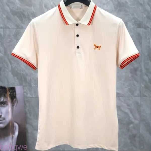 

embroidered men's horse polos luxurioush men polo shirt hms designer tshirt cotton short-sleeved tshirt oversize lapel sweatshirt mens, White;black
