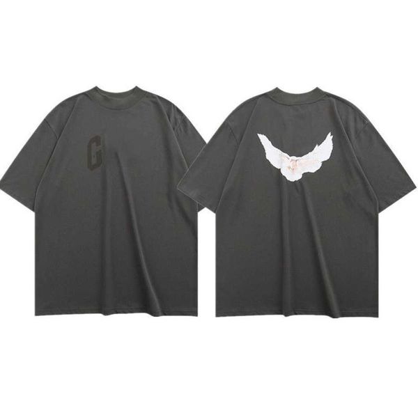 

tripartite dove men's t-shirts designer kanyes wests fashion cos branded men oversize tees polos peace doves printed mens and womens yz, White;black