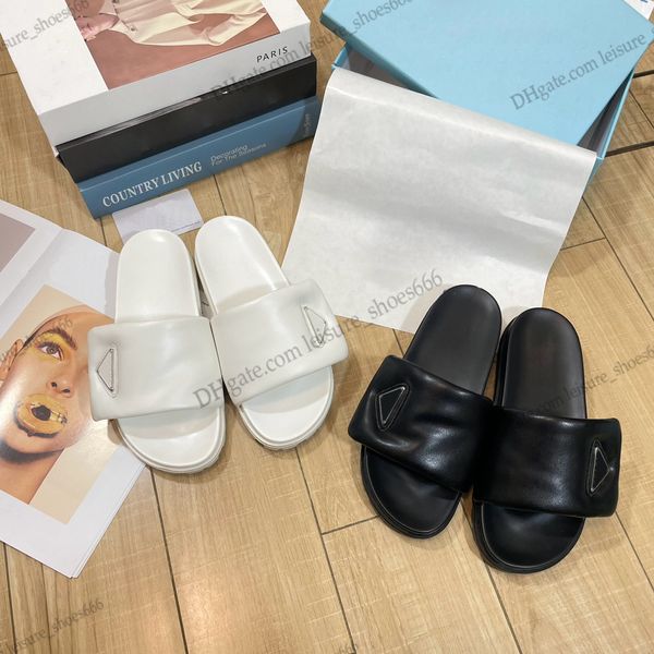 

soft lined soft sheepskin slipper pool pillow sandals flat comfort mules padded front strap slippers fashionable easy-to-wear style slides, Black