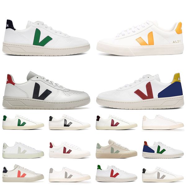 

fashion designer veja shoes genuine leather womens loafers sneakers classic cwl white black couples vegetarianism style veja v-10 v-12 campo