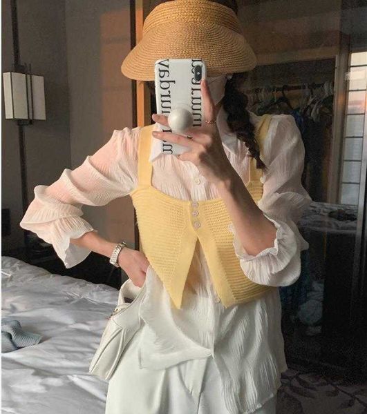 

micro transparent dress pleated texture thin type sunscreen long sleeved top, White