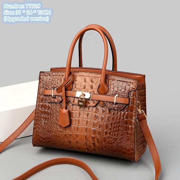

factory wholesale ladies shoulder bags 8 colors elegant atmosphere thickened embossed leather handbag large crocodile fashion tote bag gold