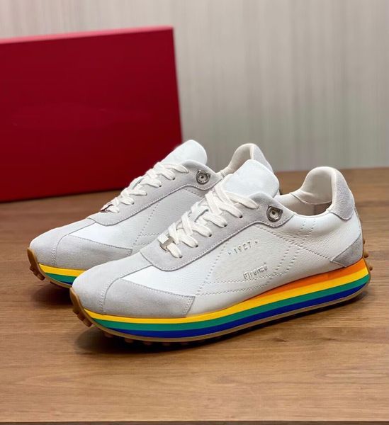 

econyl taffeta sneakers shoes men chunky rubber soles technical fabric men trainers rainbow pattern outdoor casual walking & runner sports, Black