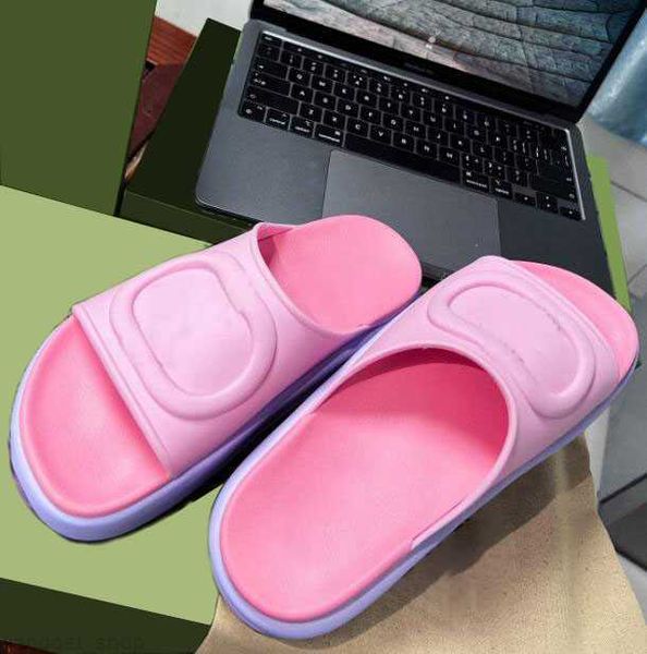 

2022 luxury women sandals thick sole beach shoes designer slippers macaron color matching party beach travel pink heel height 4-5cm good, Black