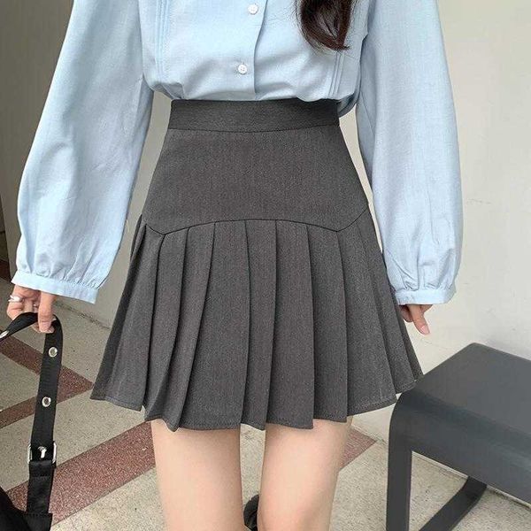 

preppy style pleated skirt womens autumn clothing age reducing high waist, Black