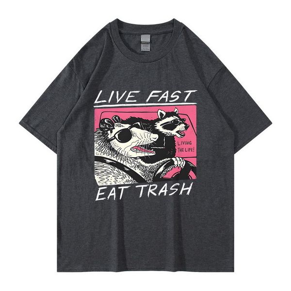 

men's tshirts live fast eat trash tshirt design t camisas hombre for men cotton harajuku personalized rife 230414, White;black