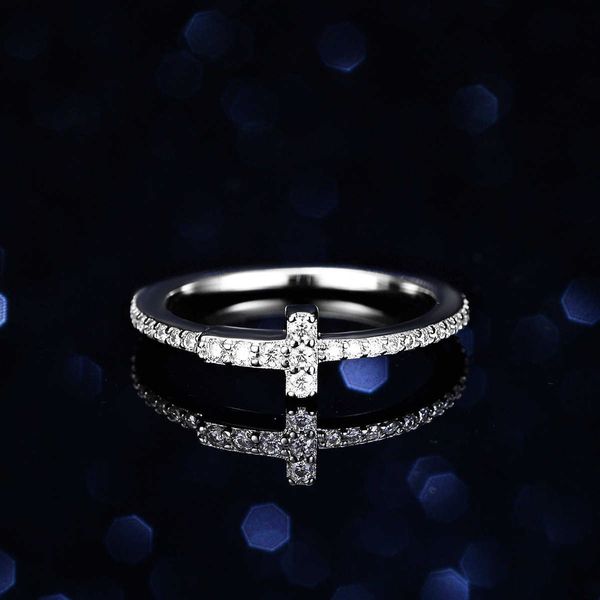 

high version the same type of s925 silver ring tiffay one word t women's mossan diamond tail row live broadcast