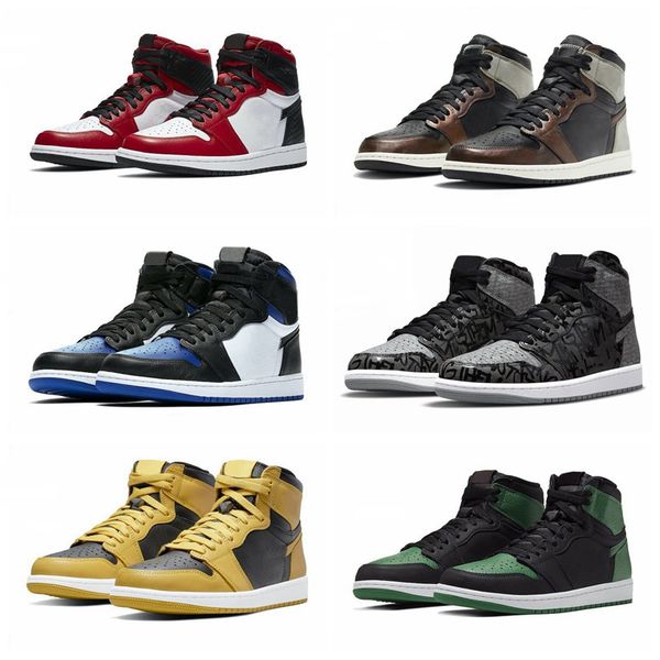 

Jumpman 1 1s Mens OG High Basketball Shoes satin snake UNC rebellionaire rust shadow pine green Chicago Starfish royal toe shattered backboard pollen Women Sneakers, 28