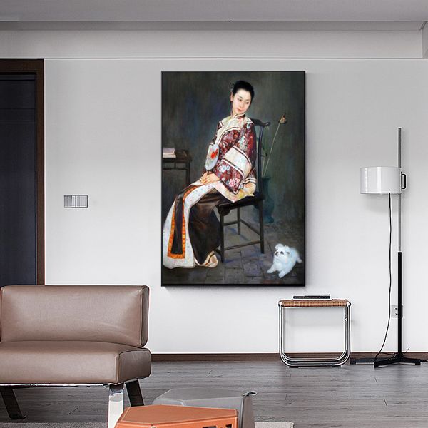 

chinese qing-dynastie vrouw olieverfschilderij posters en prints wall art foto 's voor woonkamer home decoratie geen frame