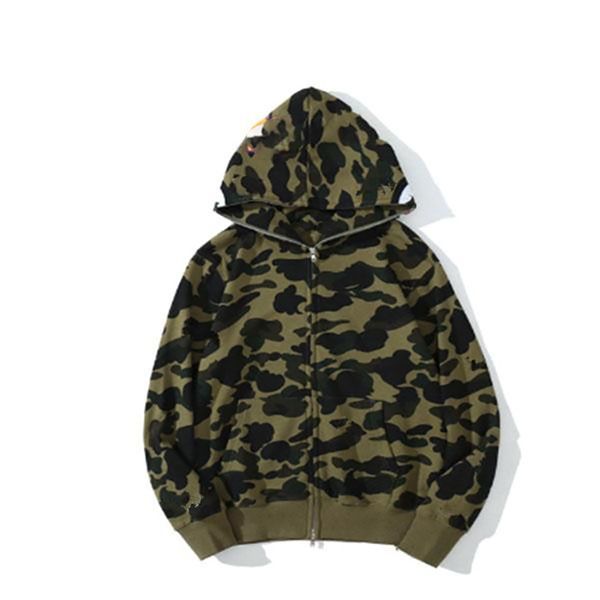 

designer mens hoodie full zip up shark hoodies woman camouflage jacket hoody hooded sweatshirt man womens sweater long sleeve bapes 1zdk8, Black