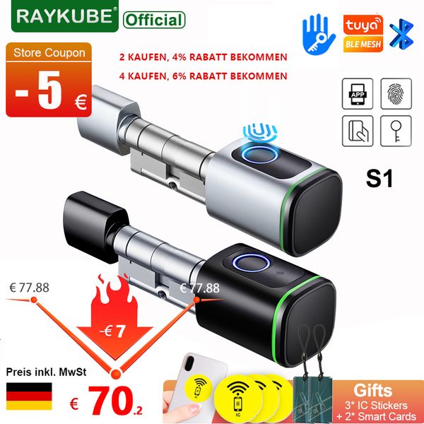 

smart lock raykubes1 tuya ble tt electronic door with diy cylinder core fingerprint app keys ic card unlock for home el 230414