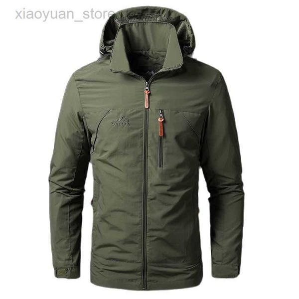 

faux leather men's jackets waterproof military hooded jacket windbreaker outdoor camping sports elastic coat male clothing thin overcoa, Black