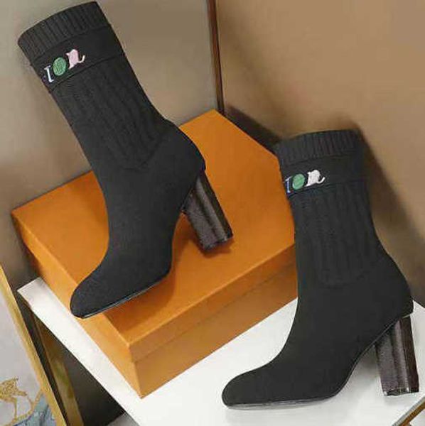 

womens silhouette ankle boot designers shoes black stretch textile martin boots high heel sock boots embroidered lady platform dress