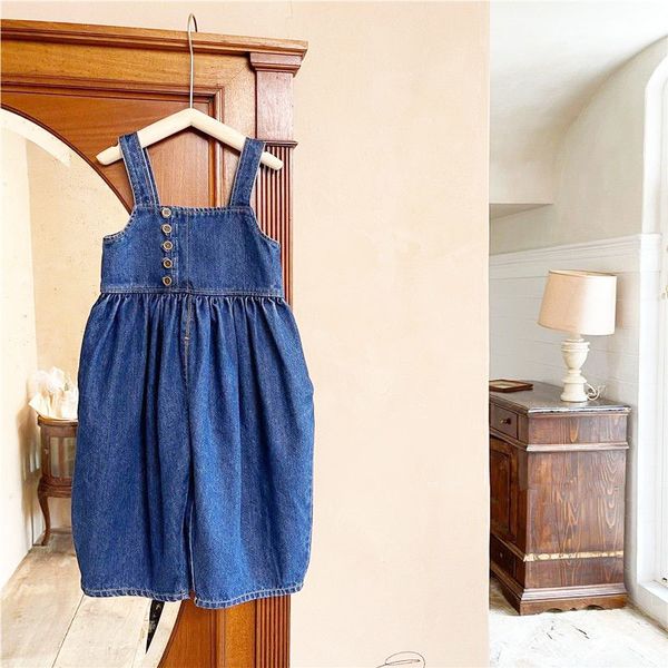 

overalls baby casual wide leg overalls spring autumn girls denim trousers children's denim suspenders fashion children's clothing, Blue