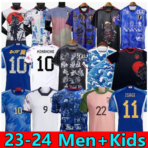 

japan 22 23 soccer jerseys minamino tsubasa 2022 2023 world cup atom japanese football shirt dragon ball bushido special edition honda kagaw, Black;yellow
