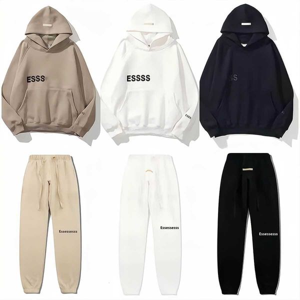 

men's and women hoodies leisure fashion trends designer tracksuit essentail hoodies set casual oversize hooded pullover 2023 sw, Black