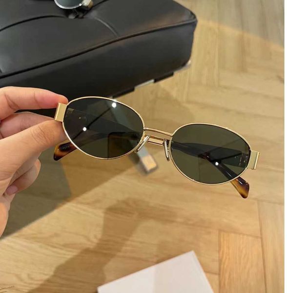

2023 designer triomphe sunglasses triumphal arch sunglasses gold fashion versatile sunglasses iglasses ellipse sunscreen, White;black