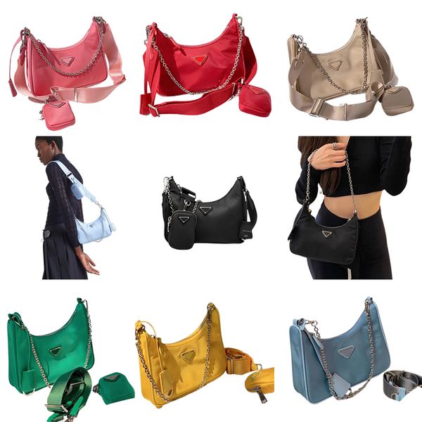 

luxury designer bags nylon womens shoulder bag with triangle cross body chain bag fashion classic letter 5a class girls' handbag