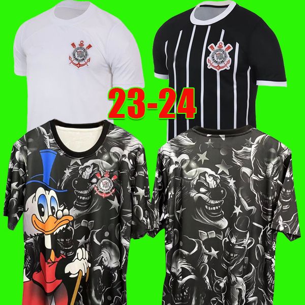 

23 24 corinthians soccer jerseys camisa willian roger guedes gil jo fagner augusto giuliano paulinho victor luan 2023 2024 camisetas de foot, Black;yellow
