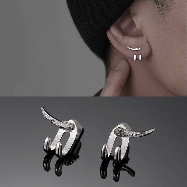 

stud vintage fashion charm punk earring for men detachable dual purpose stud earring prong ear punk party mens hombre p230411, Golden;silver