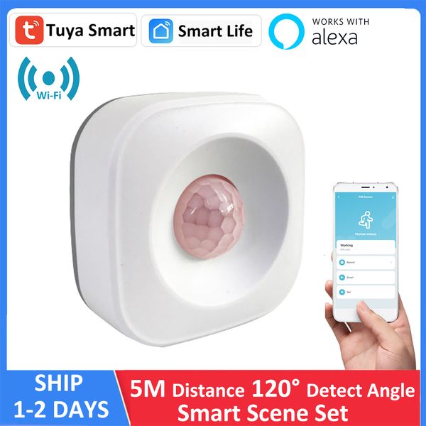 

alarm accessories tuya wifi pir motion sensor detector movement smart life app wireless home automation system work with alexa routine set 2