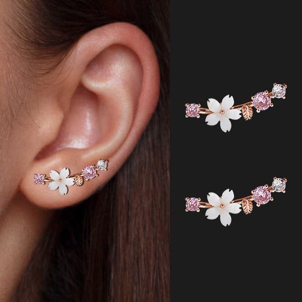 

stud 2022 korean rhinestone leaves stud earrings for girls charm crystal flower personality party women banquet jewelry gift brincos p230411, Golden;silver