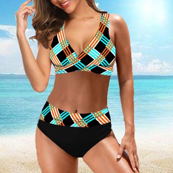 

women's swimwear women high waist bikini swimsuit vintage prints bikini set summer bathing suit fashion two piece set beach wear swimwe, White;black