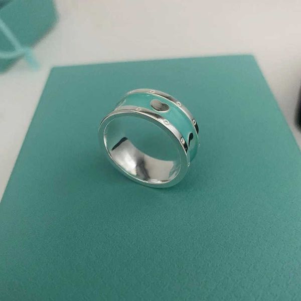 

high version tiffay s925 sterling silver enamel heart shaped ring for female high class sensible lake blue love couple personality with pack