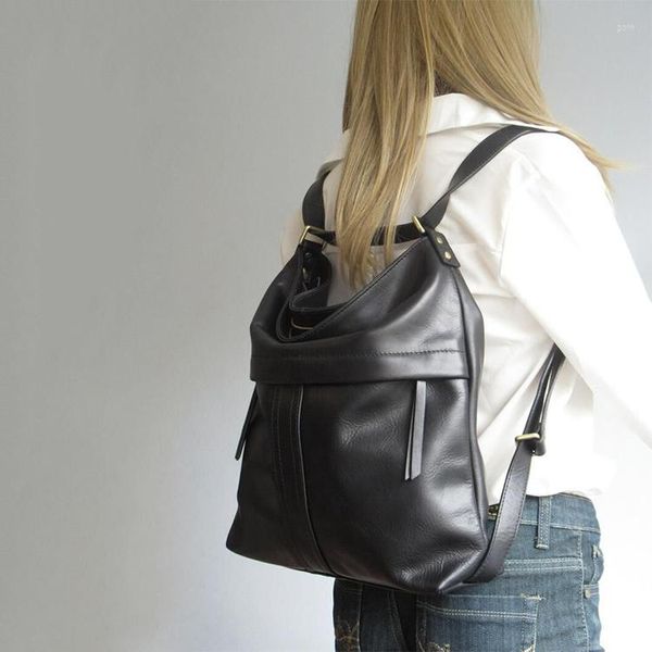 

backpack oil wax skin leather womens crossbody shoulder bag messenger luxury business casual bags