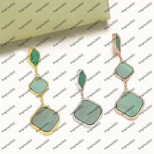

two/3 flowers 4/four leaf clover charm stud earrings back cleef mother-of-pearl 100% silver 18k gold plated agate for women&girls valentine&, Golden