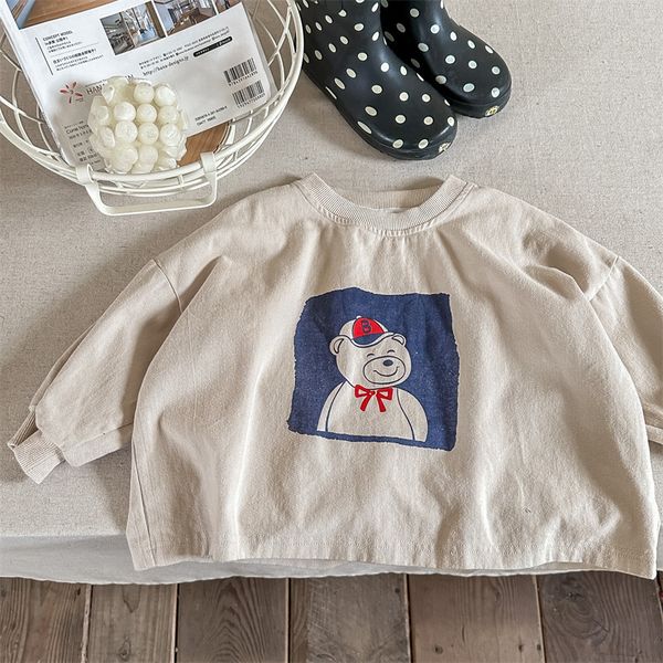 

t-shirts deer jonmi spring korean style children cartoon printed pullovers long sleeve baby boys cute loose t-shirts 230414, Blue