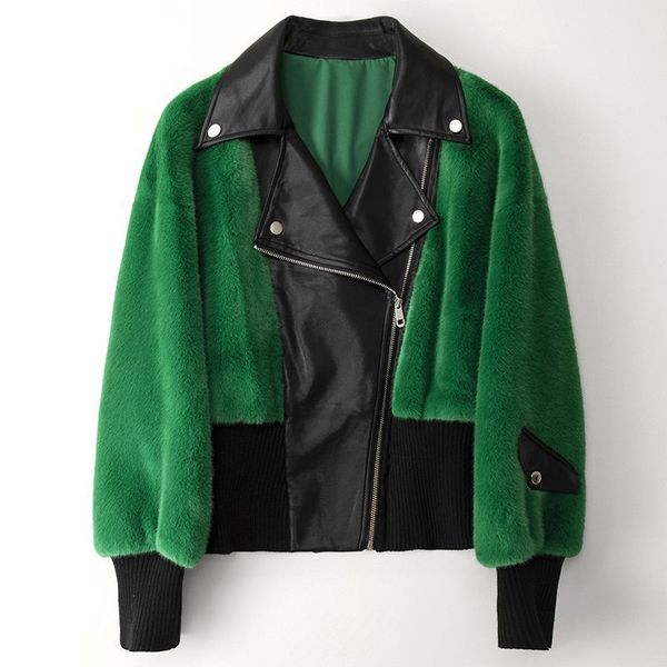 

women's faux fur outwear coat spring new golden mink fur coat casual short women's fashion fur coat, Black