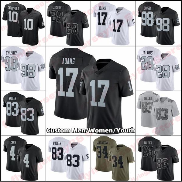 

10 jimmy garoppolo raideres davante adams las jersey football vega maxx crosby jersey hunter renfrow josh jacob trayvon mullen woodson moehr, Black;red