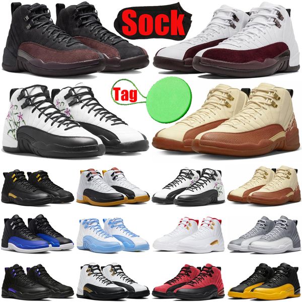 

a ma maniere 12 12s mens basketball shoes black taxi cherry white muslin stealth playoffs royalty flu game field purple men trainers sneaker