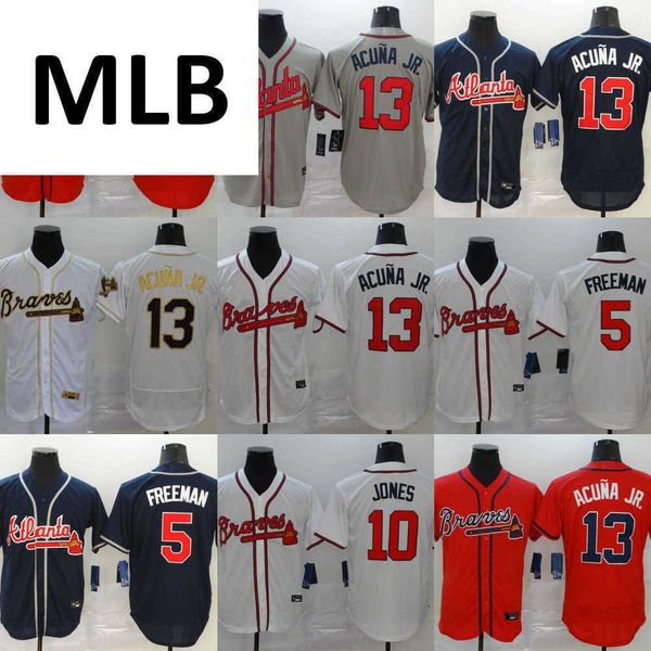 

2021 13 ronald acuna jr jersey 5 freddie an 7 dansby swanson 24 deion sanders men women kids baseball jerseys, Blue;black