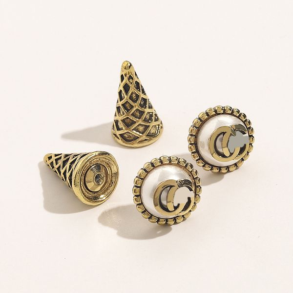 

retro style g-letter designer ice-cream stud earrings brand letter earring for women charm wedding gifts jewelry accessory high quality, Golden;silver