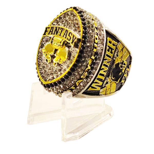 

2023 fantasy football championship ring with stand new arrive, Silver