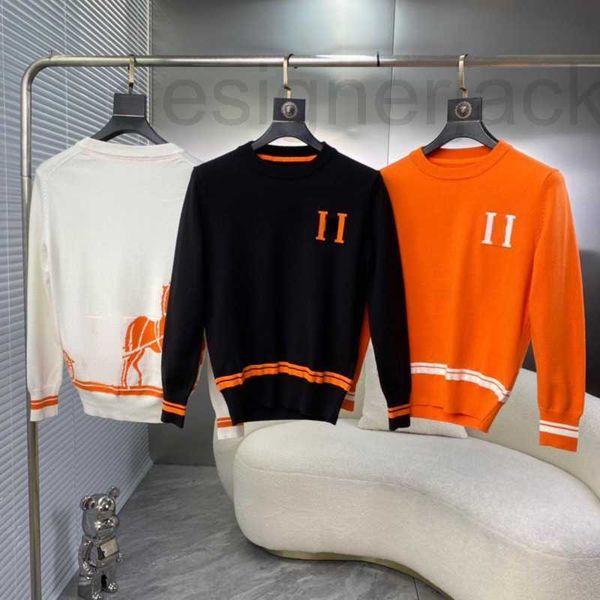 

men's sweaters designer winter wool sweater mens knitwear h carriage embroidery pullover coat men women long sleeve knit shirt casual h, White;black