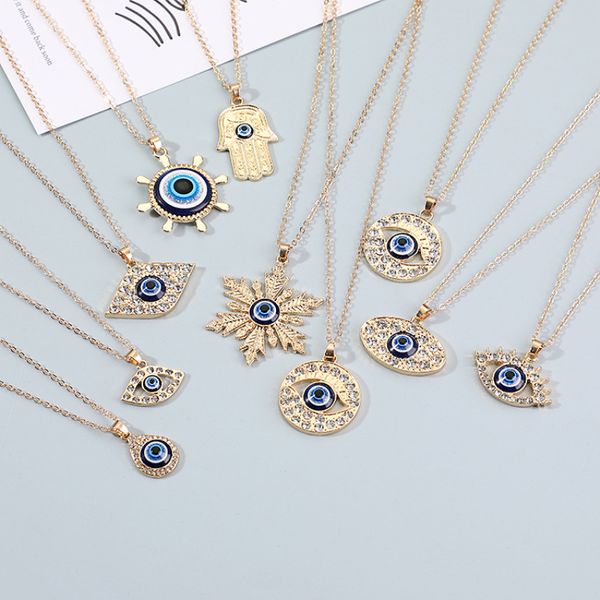 

classic design turkish blue evil eyes pendant necklace jewelry, Silver
